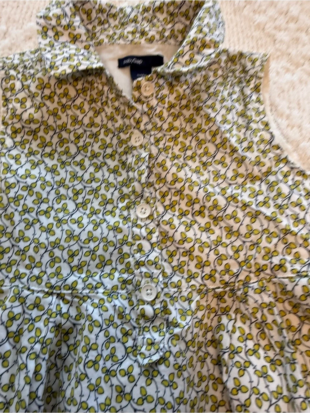 GAP yellow Floral Sleeveless Button-Front Dress